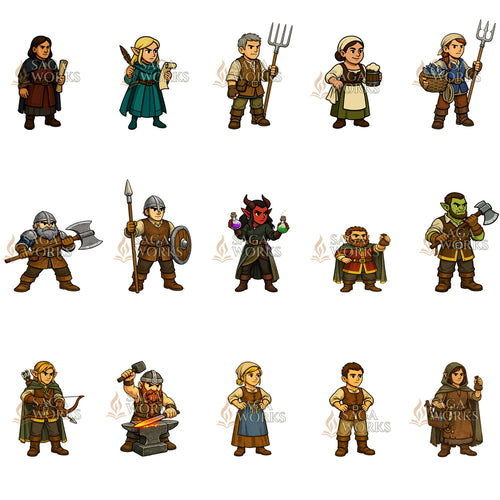 Tales of the Town: NPC Characters - Free Printable 2D Miniatures for RPG & Tabletop (PDF)