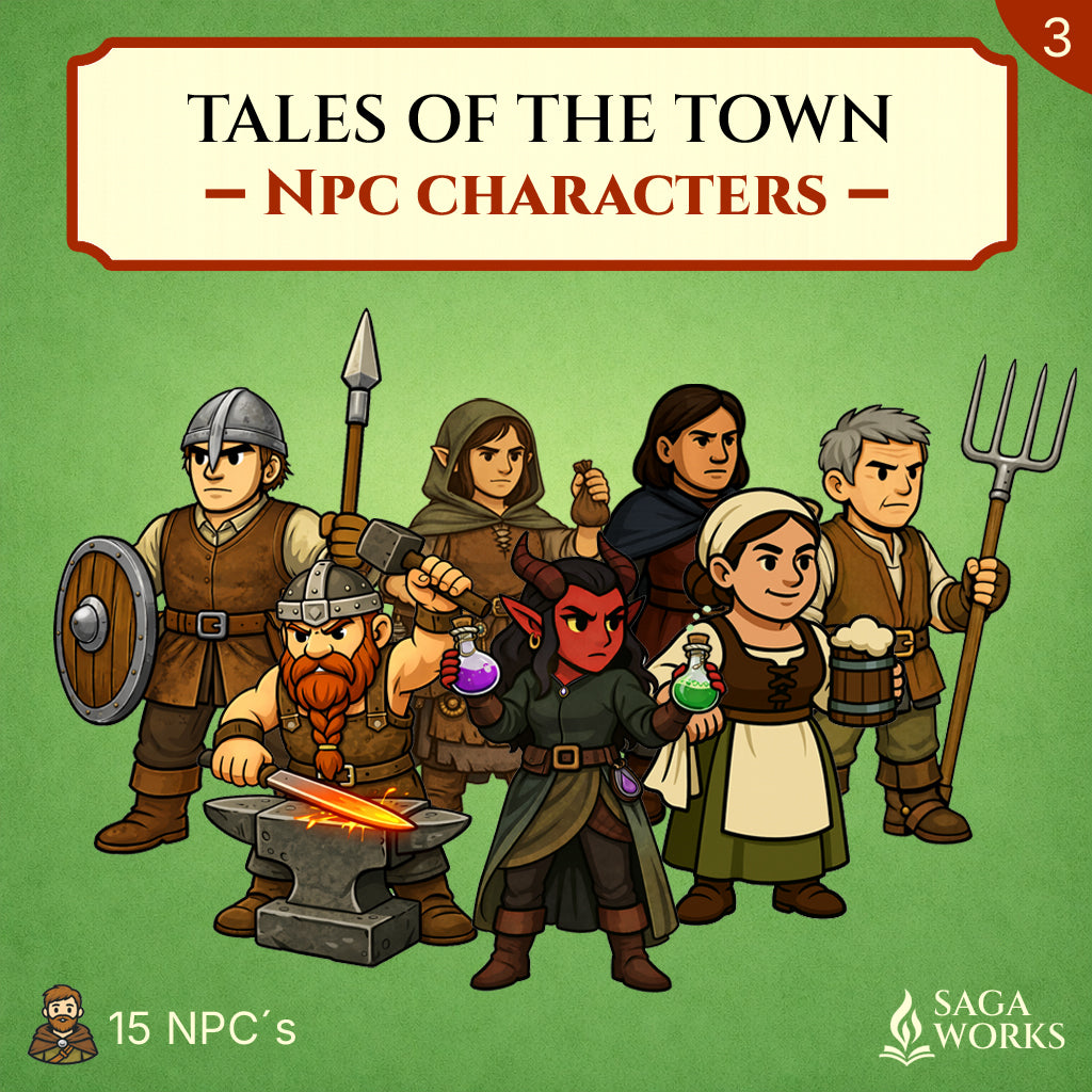 Tales of the Town: NPC Characters - Free Printable 2D Miniatures for RPG & Tabletop (PDF)