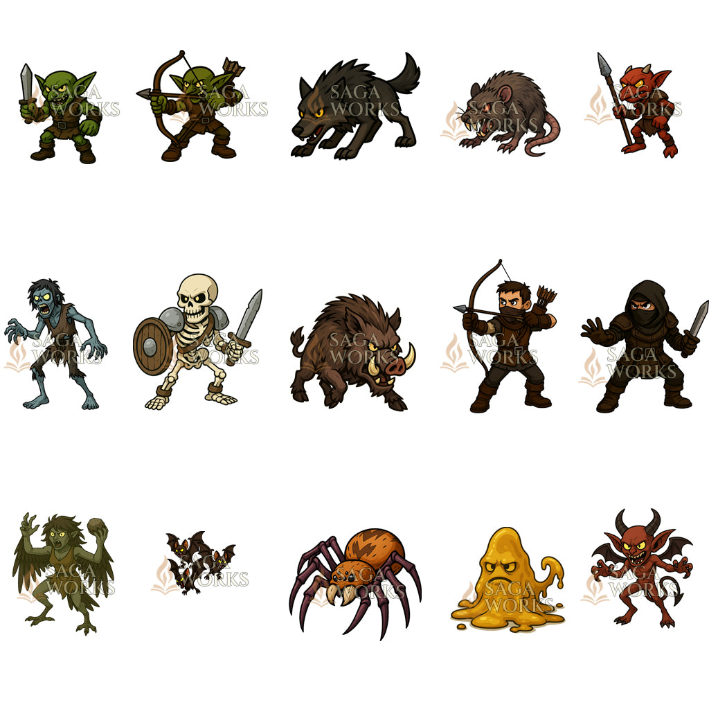 First Enemy Encounter: Monsters & Villains - Free Printable 2D Miniatures for RPG & Tabletop (PDF)